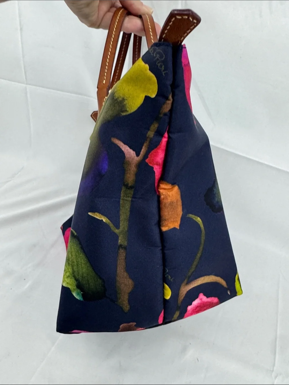 Roberta Pieri Robertina Navy Floral Classic Mini Tote Bag Italian Shoulder Purse